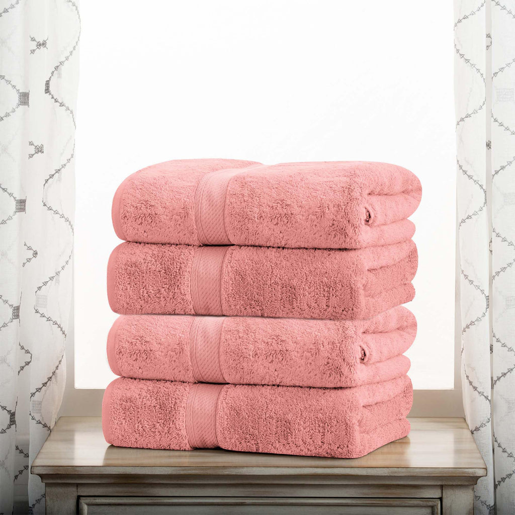 Superior Egyptian Cotton Pile Bath Sheet Set of 2 Ultra Soft Luxury Towels Thick Plush Essentials Absorbent Heavyweight Guest Bath Hotel Spa Home Bathroom Shower Basics Tea Rose