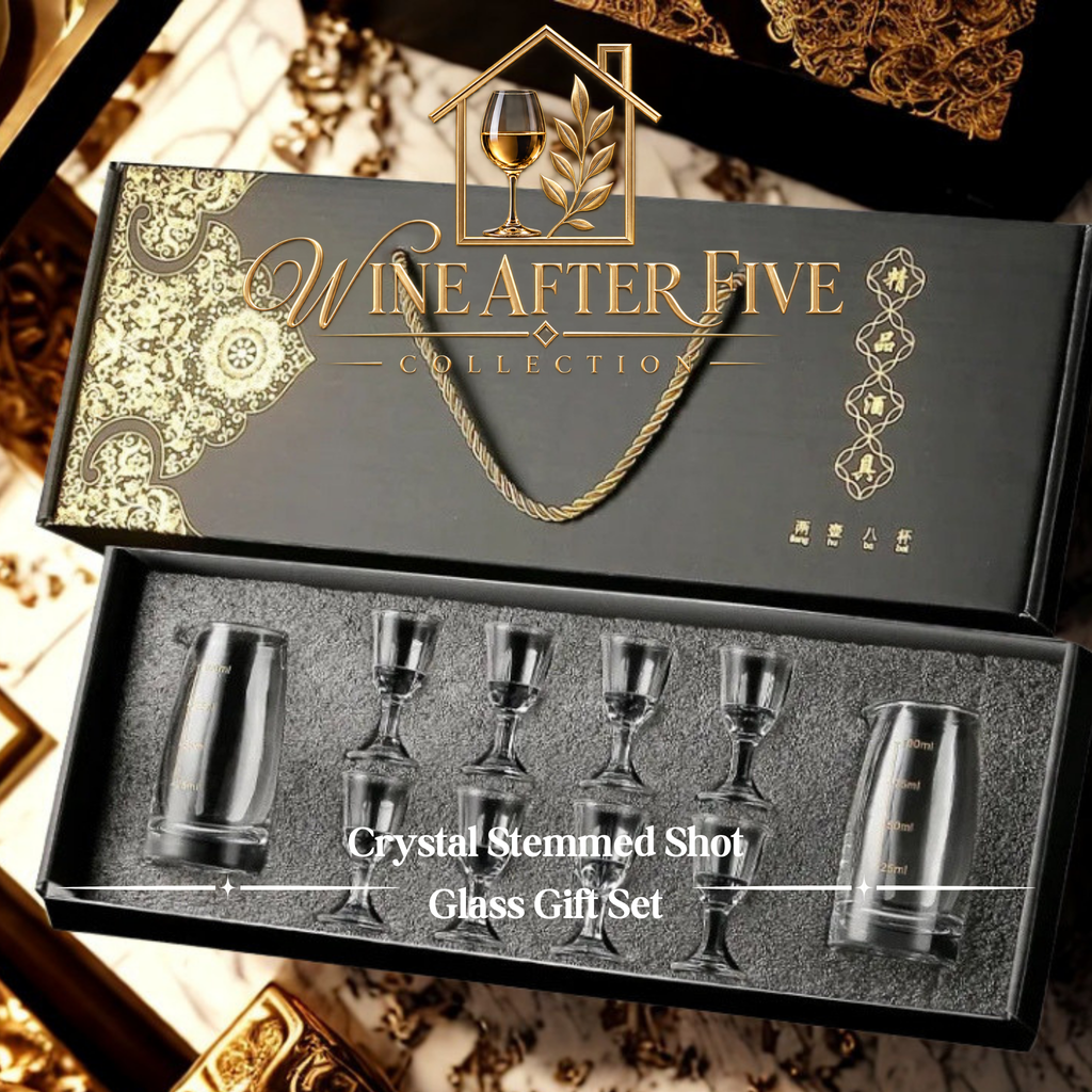 Crystal Stemmed Shot Glass Gift Set | 10-Piece Luxury Glassware for Spirits & Entertaining