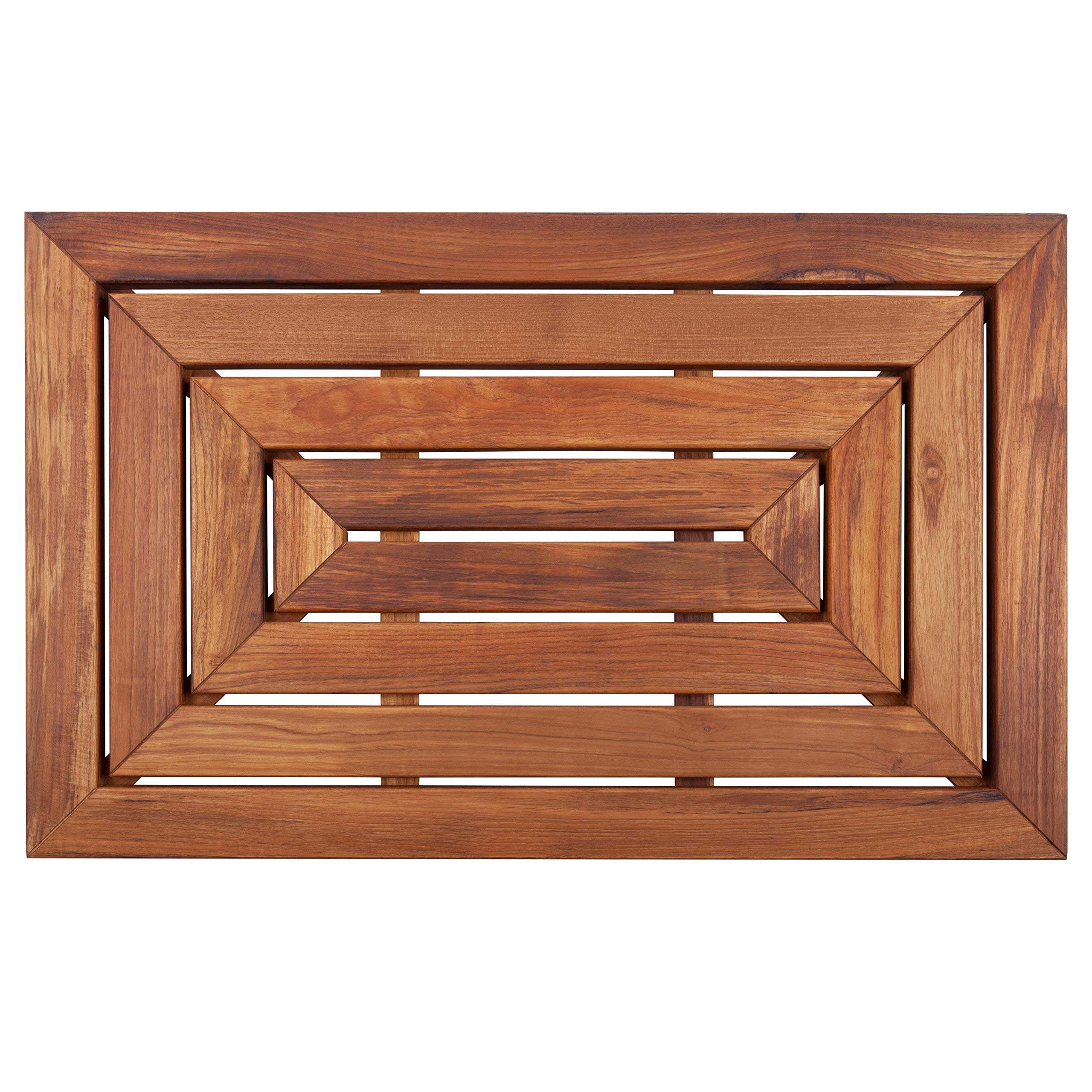 Nordic Style Premium Teak Shower and Bath Mat for Indoor and Outdoor Use - Non-Slip Wooden Platform for Spa Sauna Pool Hot Tub - Flooring Decor and Protector (31.4" x 19.6" Oiled Finish)