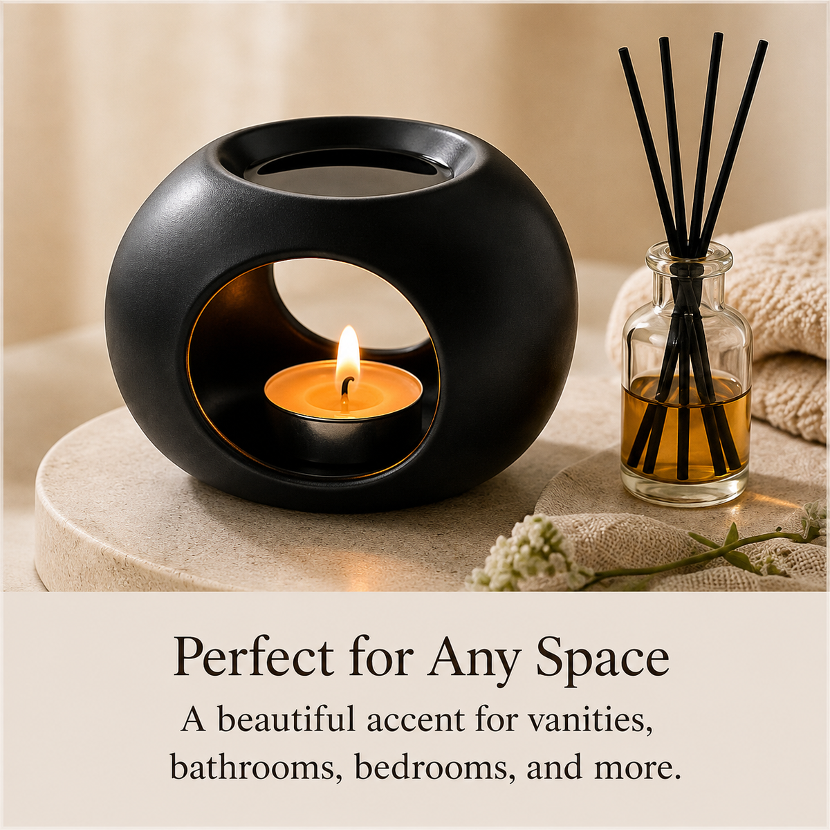 Black Ceramic Aromatherapy Oil Burner | Home After Five