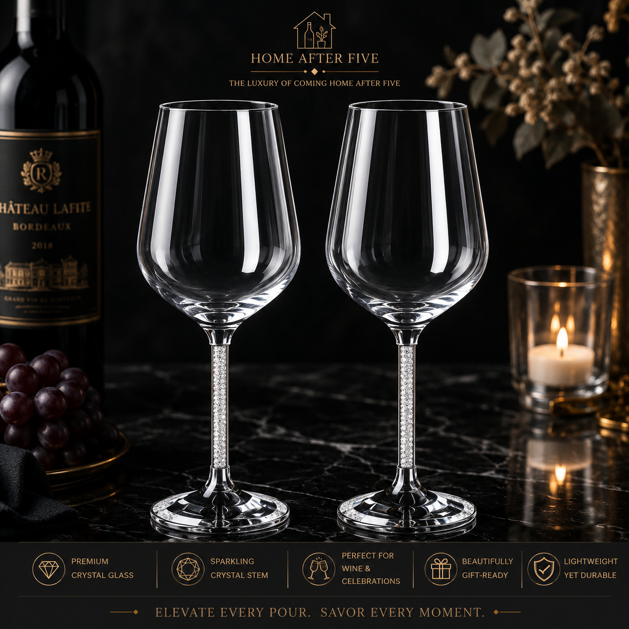 Luxury Crystal Wine Glass Set — 2pc High-End Glassware