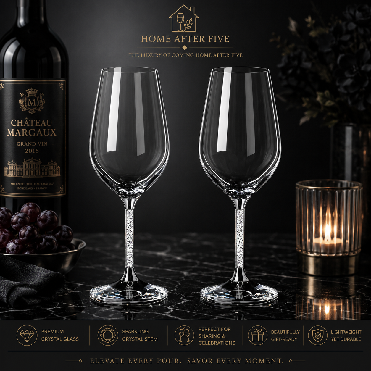 Luxury Crystal Wine Glass Set — 2pc High-End Glassware