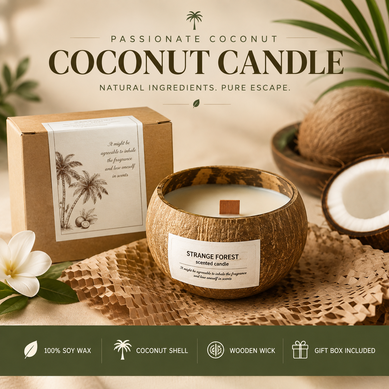 Botanical Soy Candle | Coconut Shell Collection