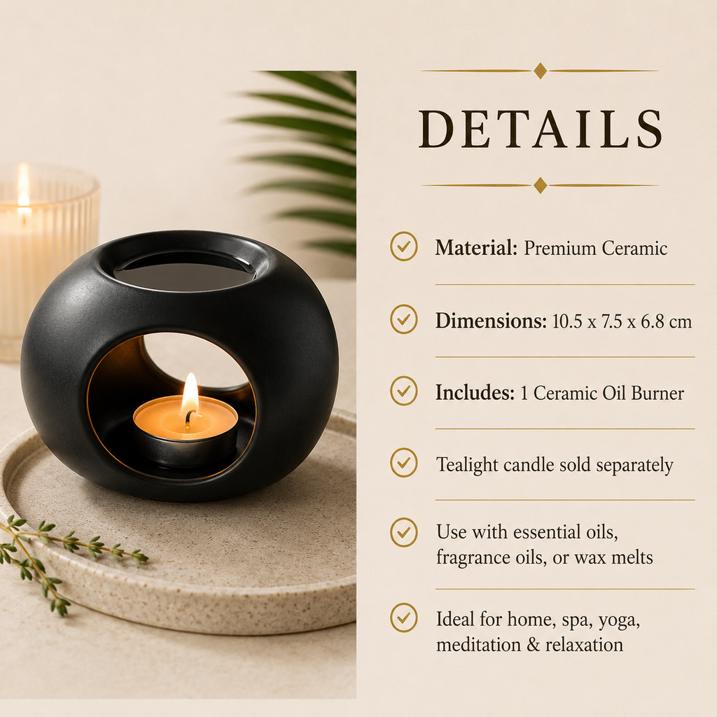 Black Ceramic Aromatherapy Oil Burner | Home After Five
