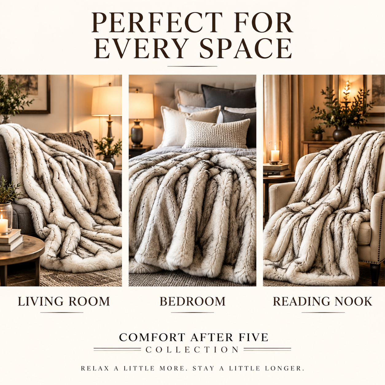 Snowfall Luxe Faux Fur Throw/Home After Five