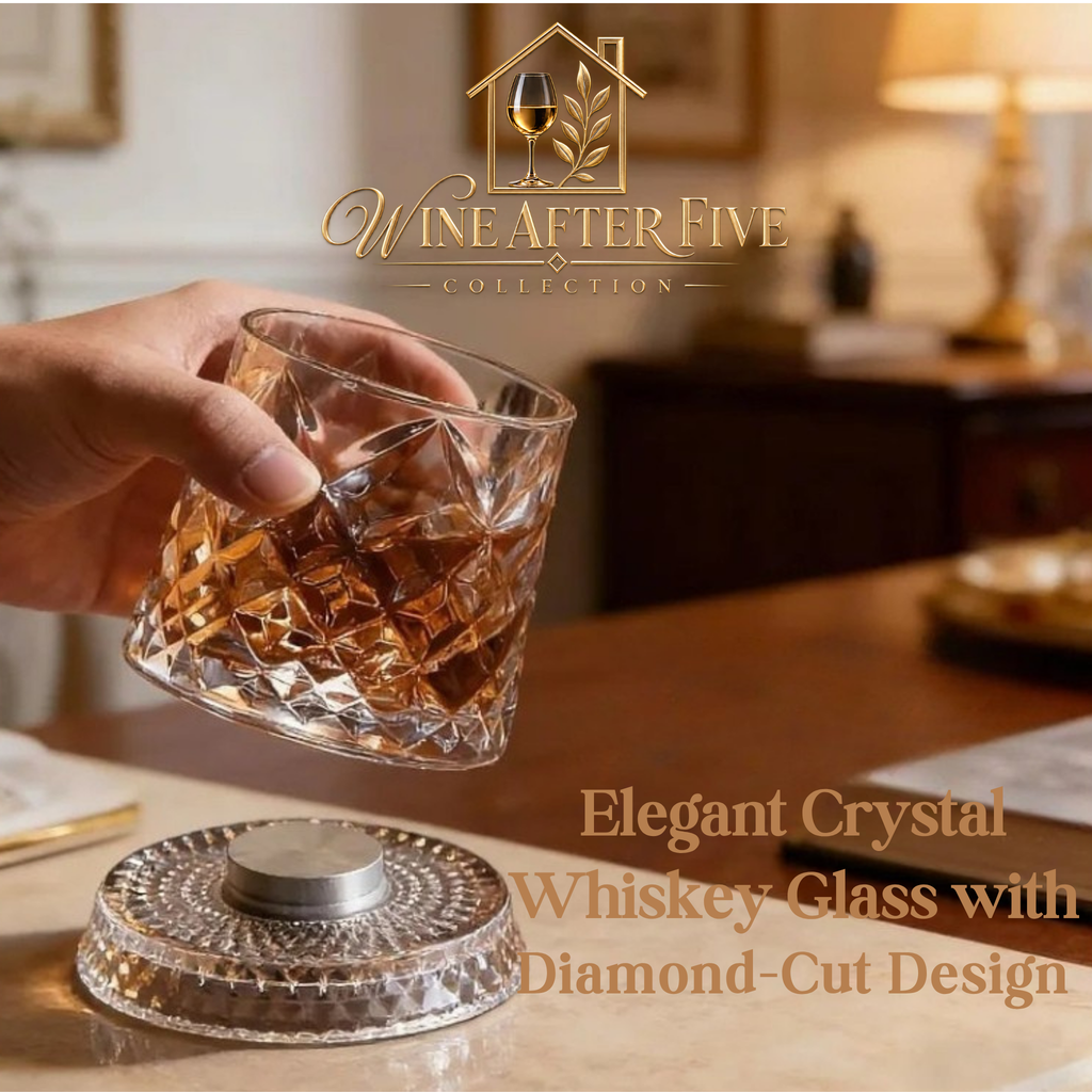 360° Rotating Crystal Wine & Whiskey Glass | Elegant Drinkware for Home Bar & Gifting