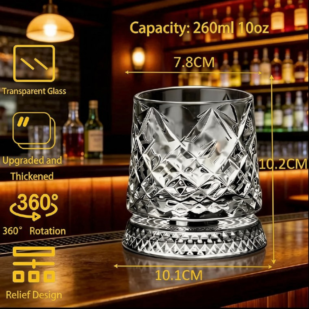 360° Rotating Crystal Wine & Whiskey Glass | Elegant Drinkware for Home Bar & Gifting