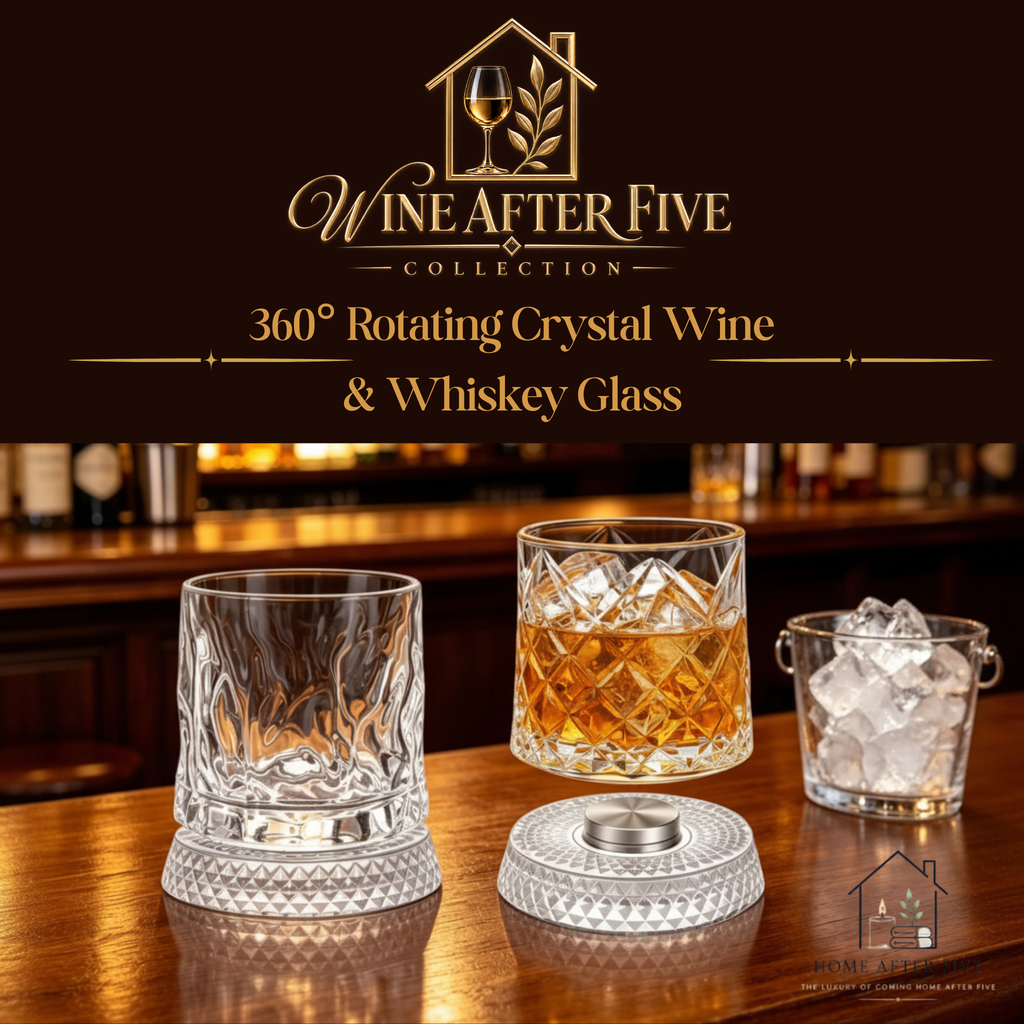 360° Rotating Crystal Wine & Whiskey Glass | Elegant Drinkware for Home Bar & Gifting