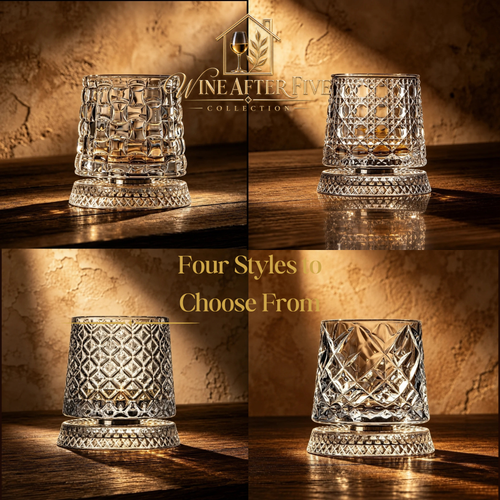 360° Rotating Crystal Wine & Whiskey Glass | Elegant Drinkware for Home Bar & Gifting