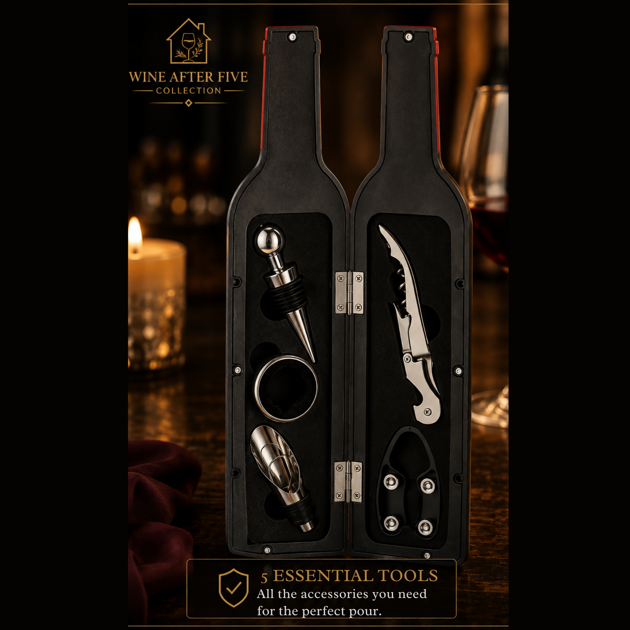 Luxury Wine Opener Gift Set — 5-Piece Corkscrew Collection