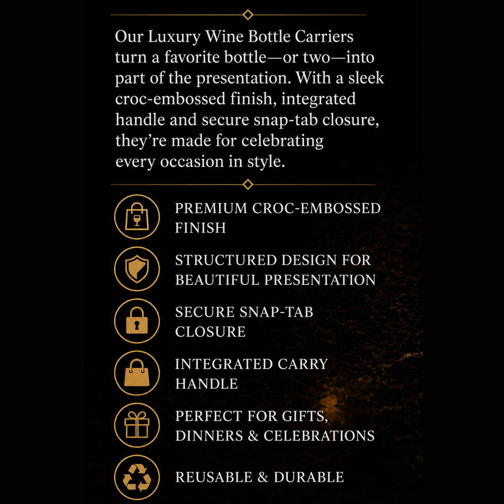 Luxury Wine Bottle Carrier — Croc-Embossed Leather Tote