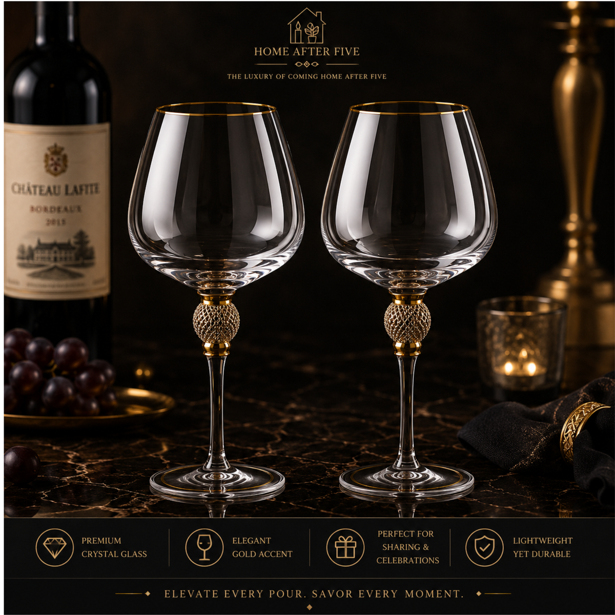 Luxury Crystal Wine Glass Set — 2pc High-End Glassware