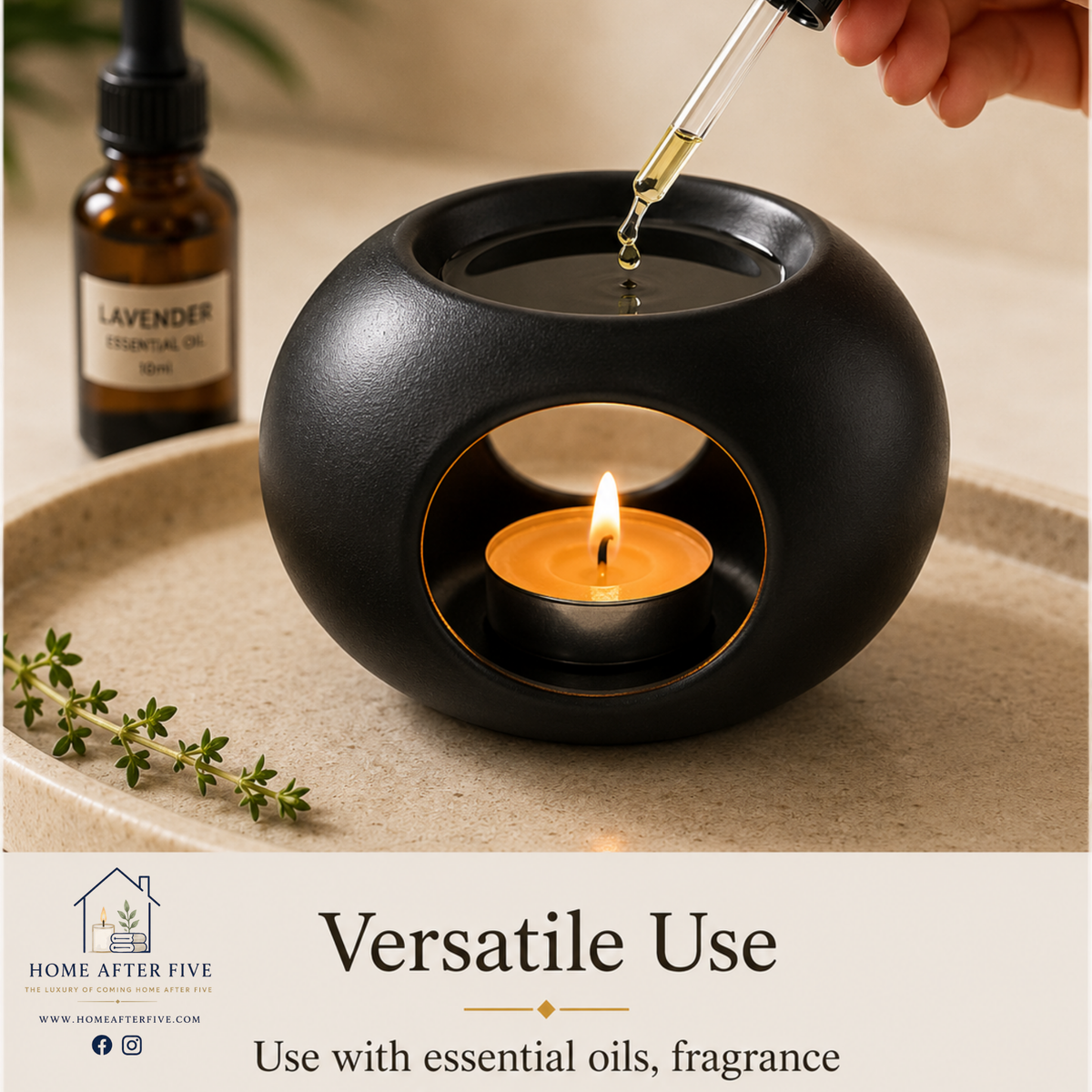 Black Ceramic Aromatherapy Oil Burner | Home After Five