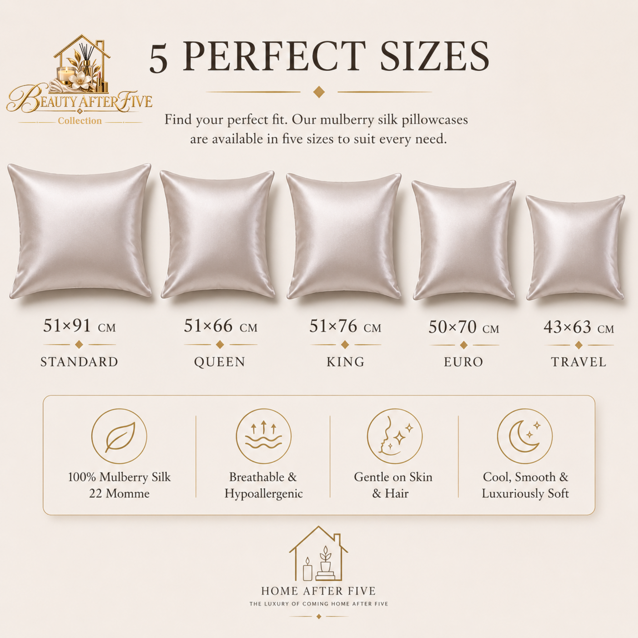 100% Mulberry Silk Pillowcase | Double-Sided with Hidden Zipper