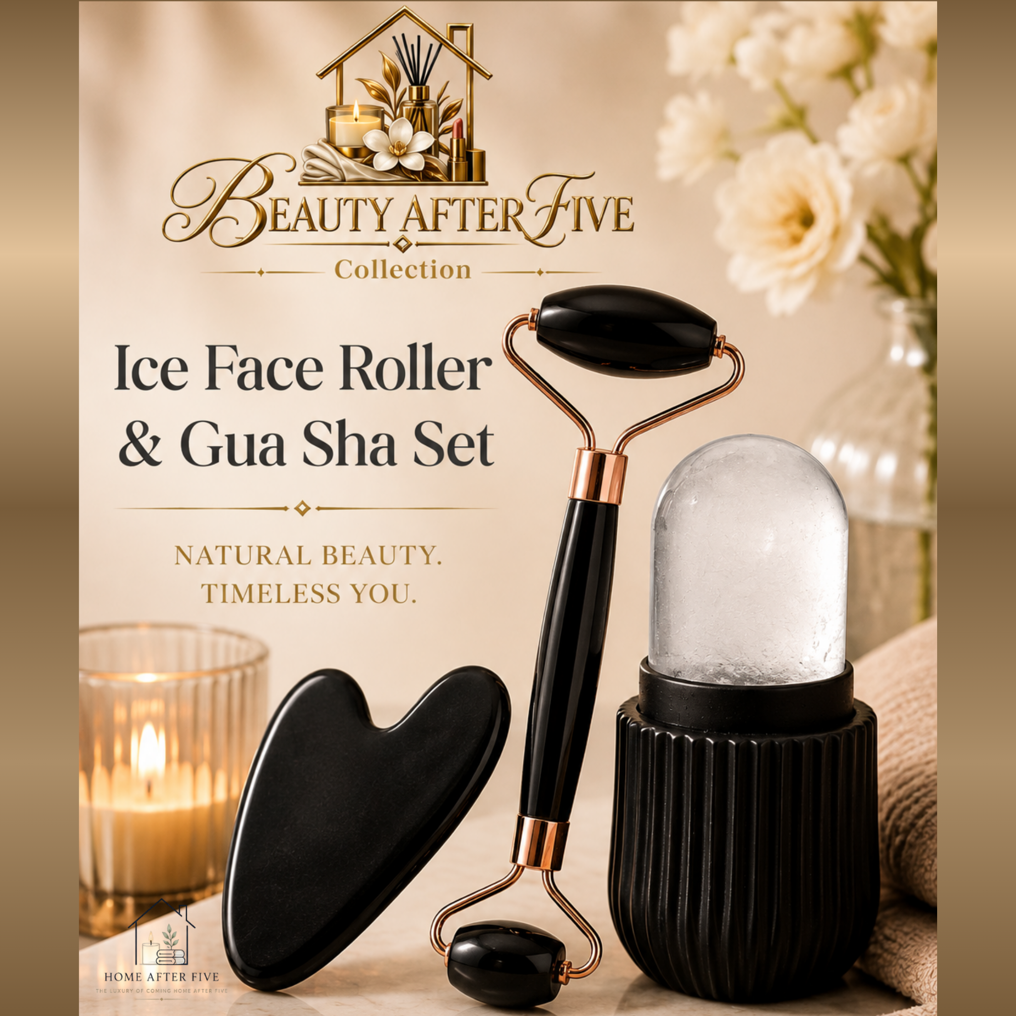 Ice Face Roller & Gua Sha Set — Facial Lifting & Contouring