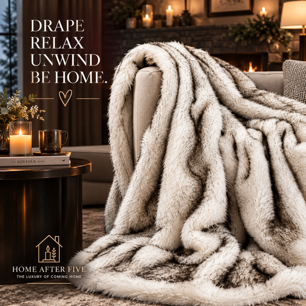 Snowfall Luxe Faux Fur Throw/Home After Five