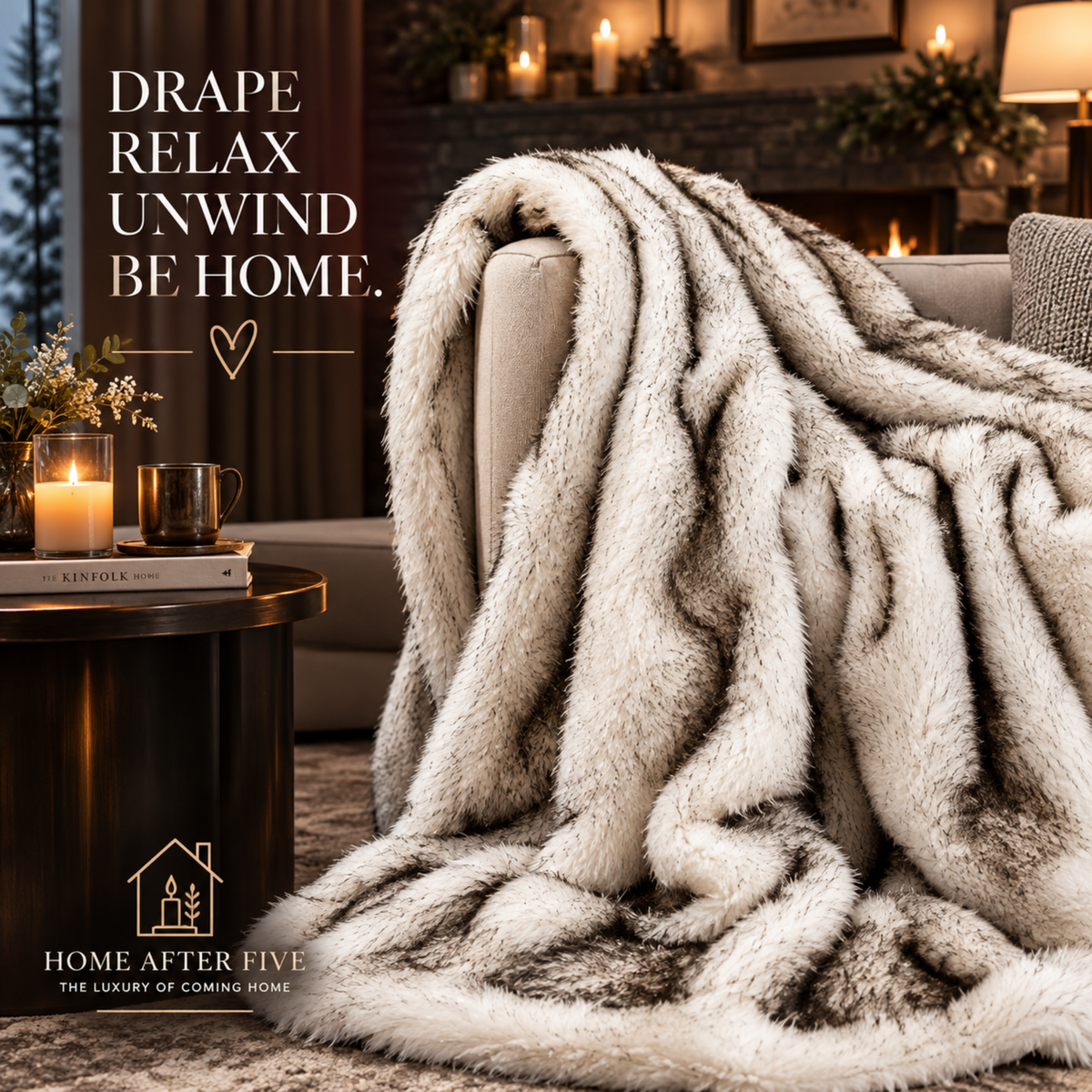 Snowfall Luxe Faux Fur Throw/Home After Five