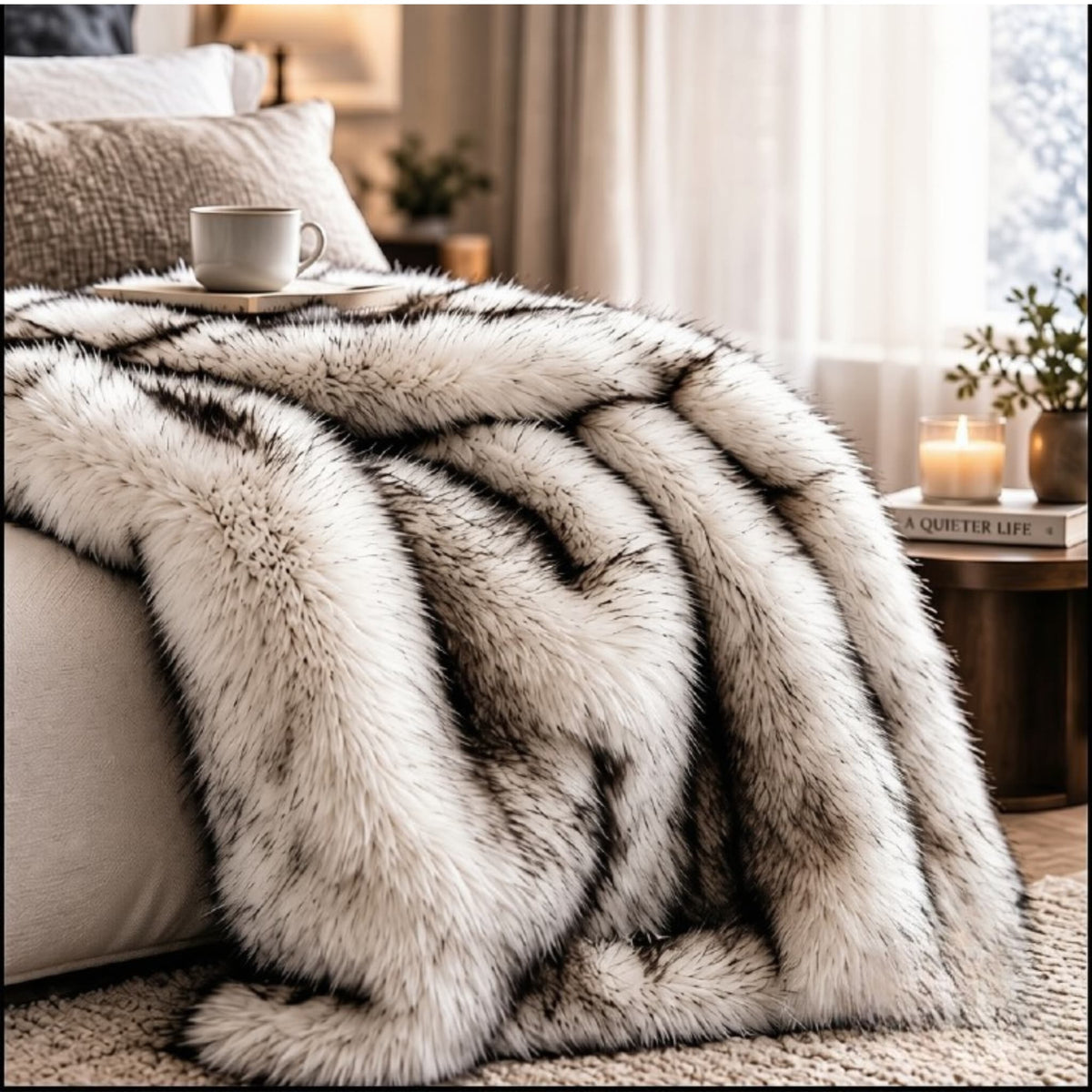 Snowfall Luxe Faux Fur Throw/Home After Five