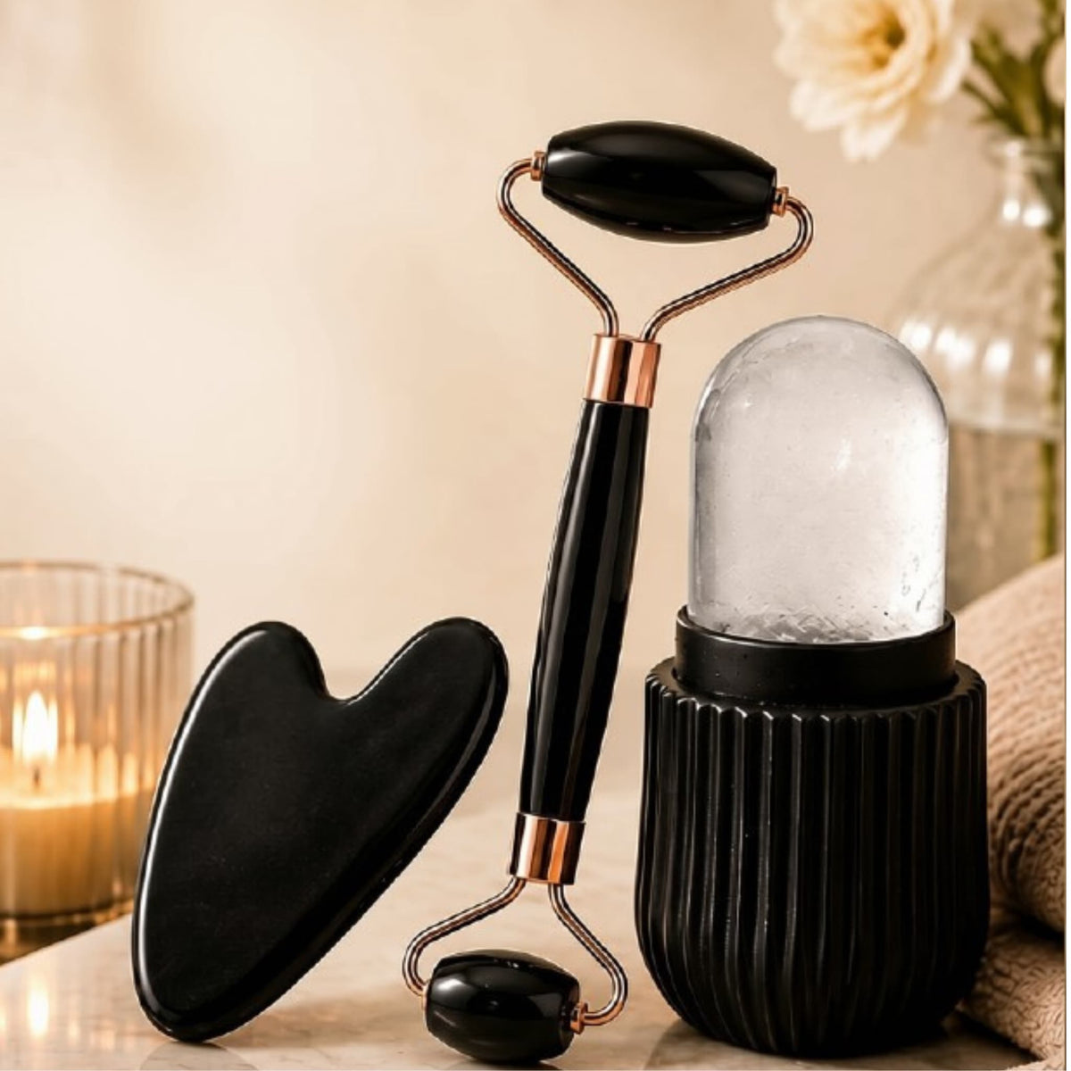 Ice Face Roller & Gua Sha Set — Facial Lifting & Contouring