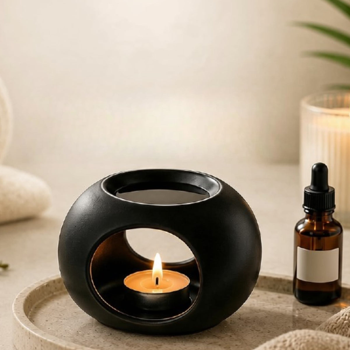 Black Ceramic Aromatherapy Oil Burner | Home After Five