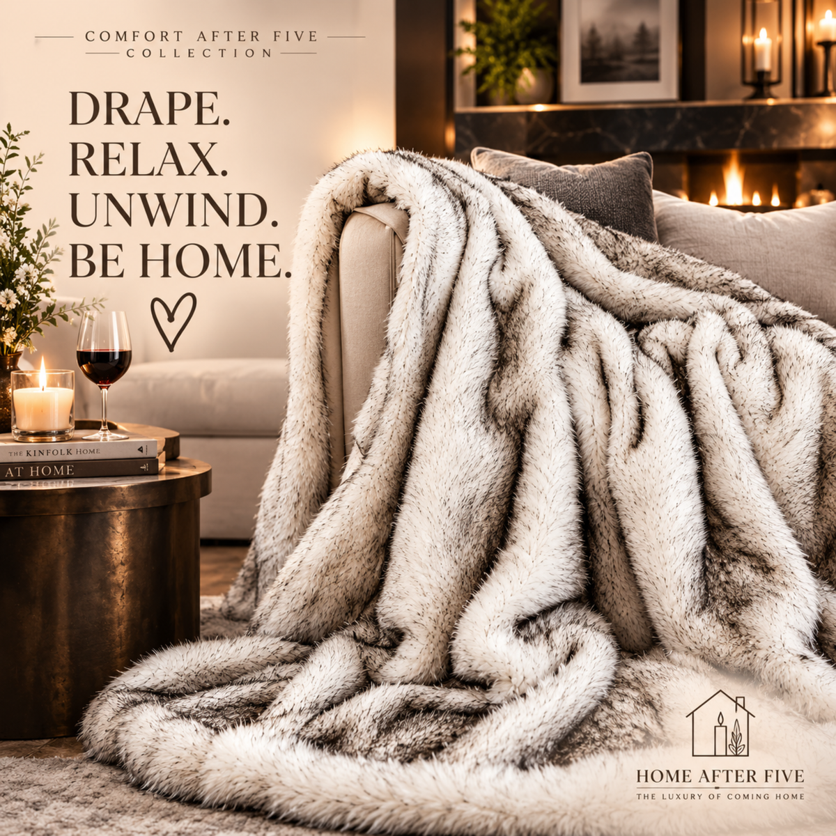 Snowfall Luxe Faux Fur Throw/Home After Five