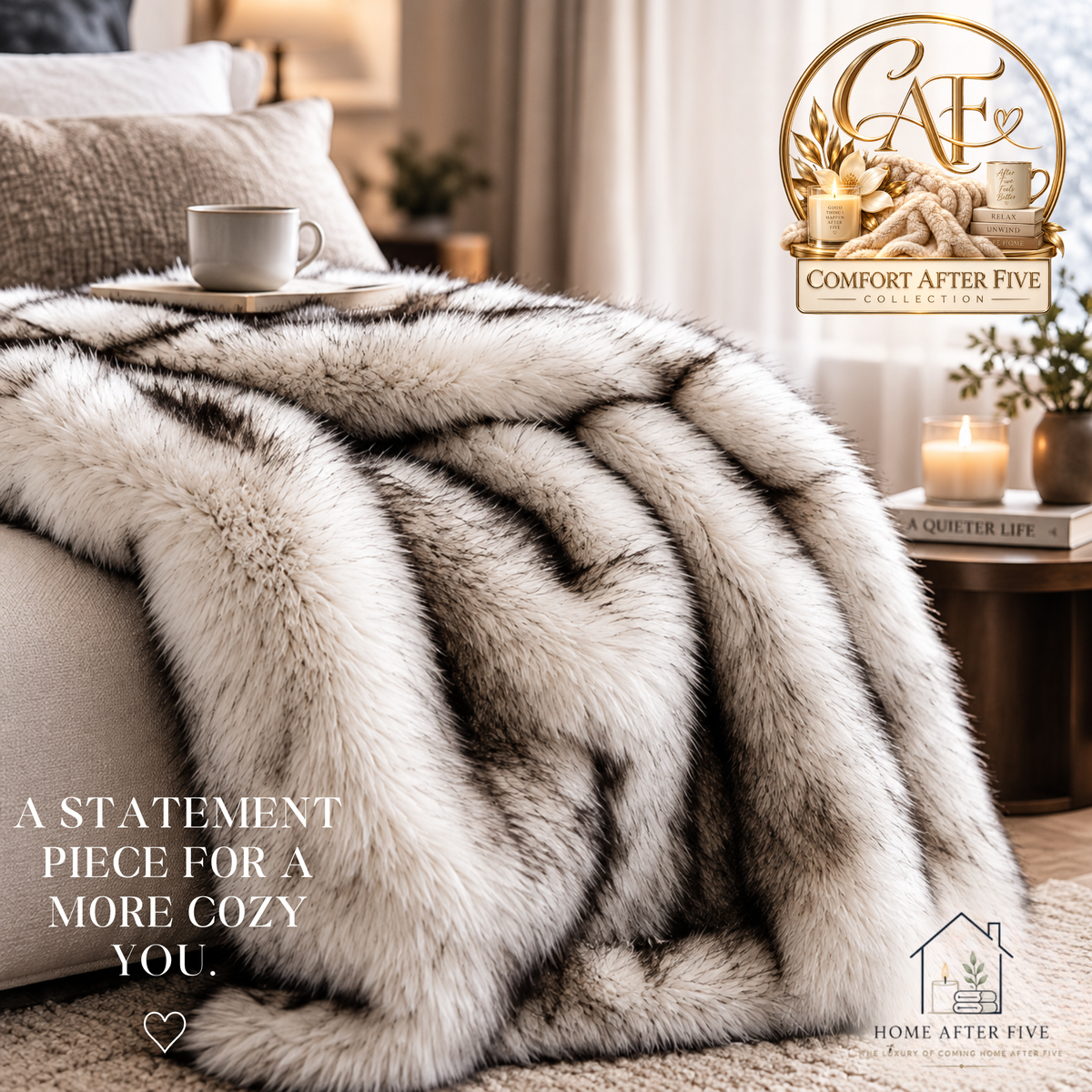 Snowfall Luxe Faux Fur Throw/Home After Five