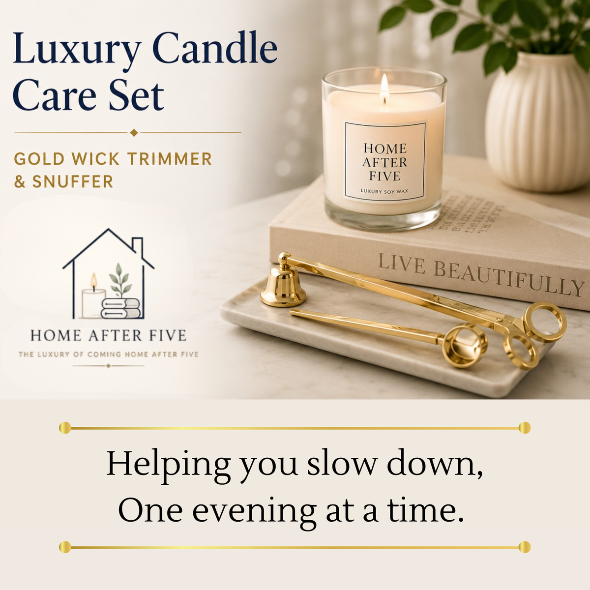 Luxury Candle Care Set — Gold Wick Trimmer & Snuffer for the Perfect Burn Every Time
