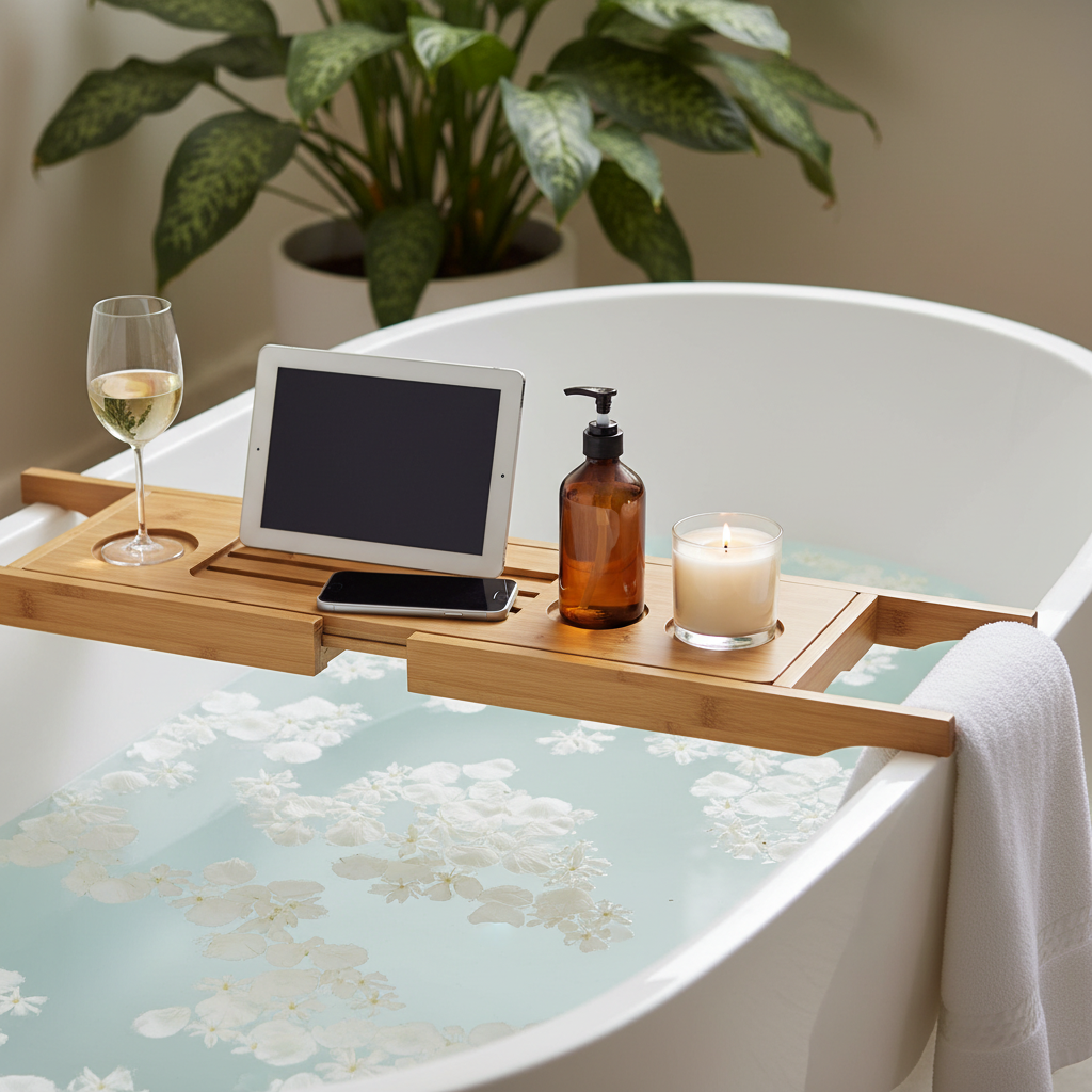 Luxury Bamboo Bath Tray — clean version